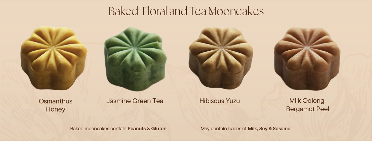 Baked Floral Mooncakes Tin of 4 (Bangkok Edition)